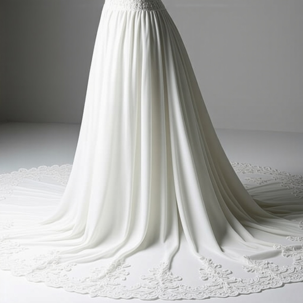 Close-up image of 3D scanning technology capturing detailed bridal gown lace and fabric texture