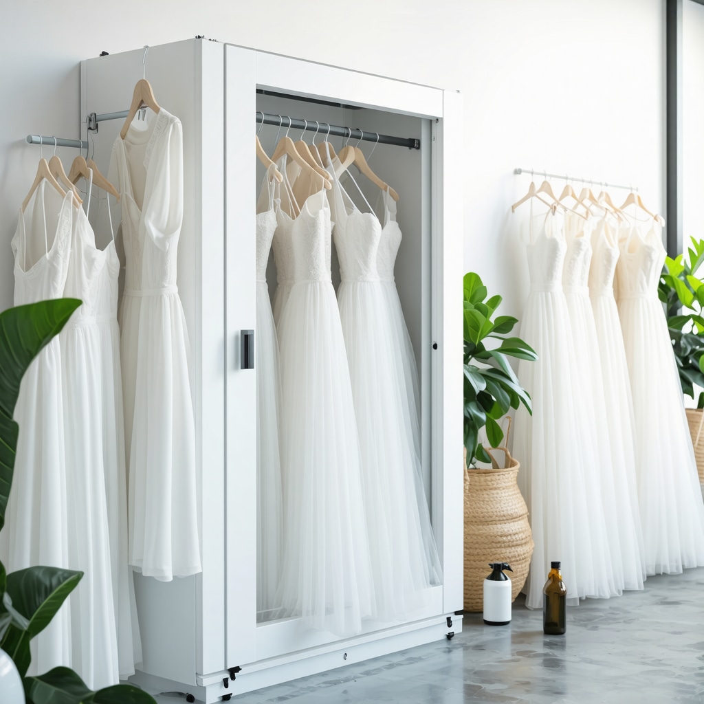 Modern eco-friendly climate-controlled storage cabinet for preserving wedding dresses in Tampa