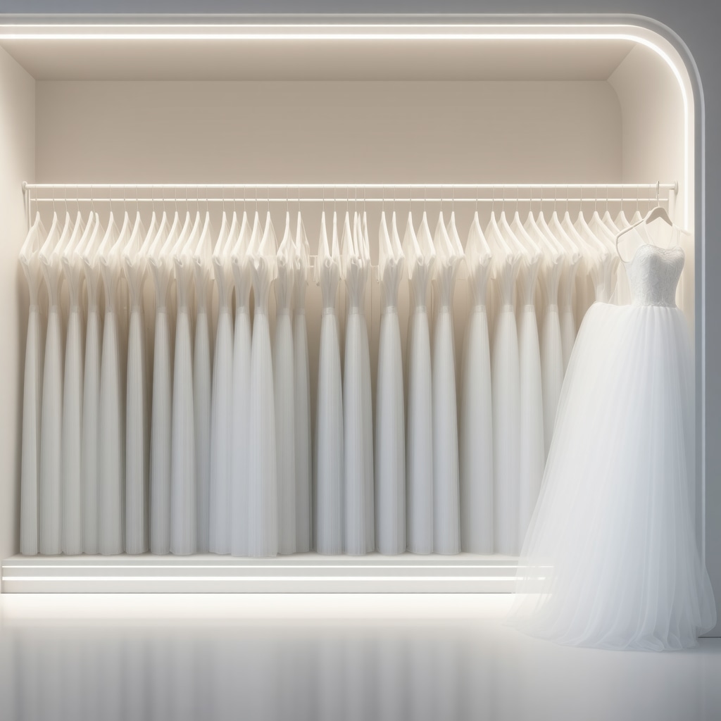 Climate-controlled archival storage with sensors preserving luxury bridal gowns