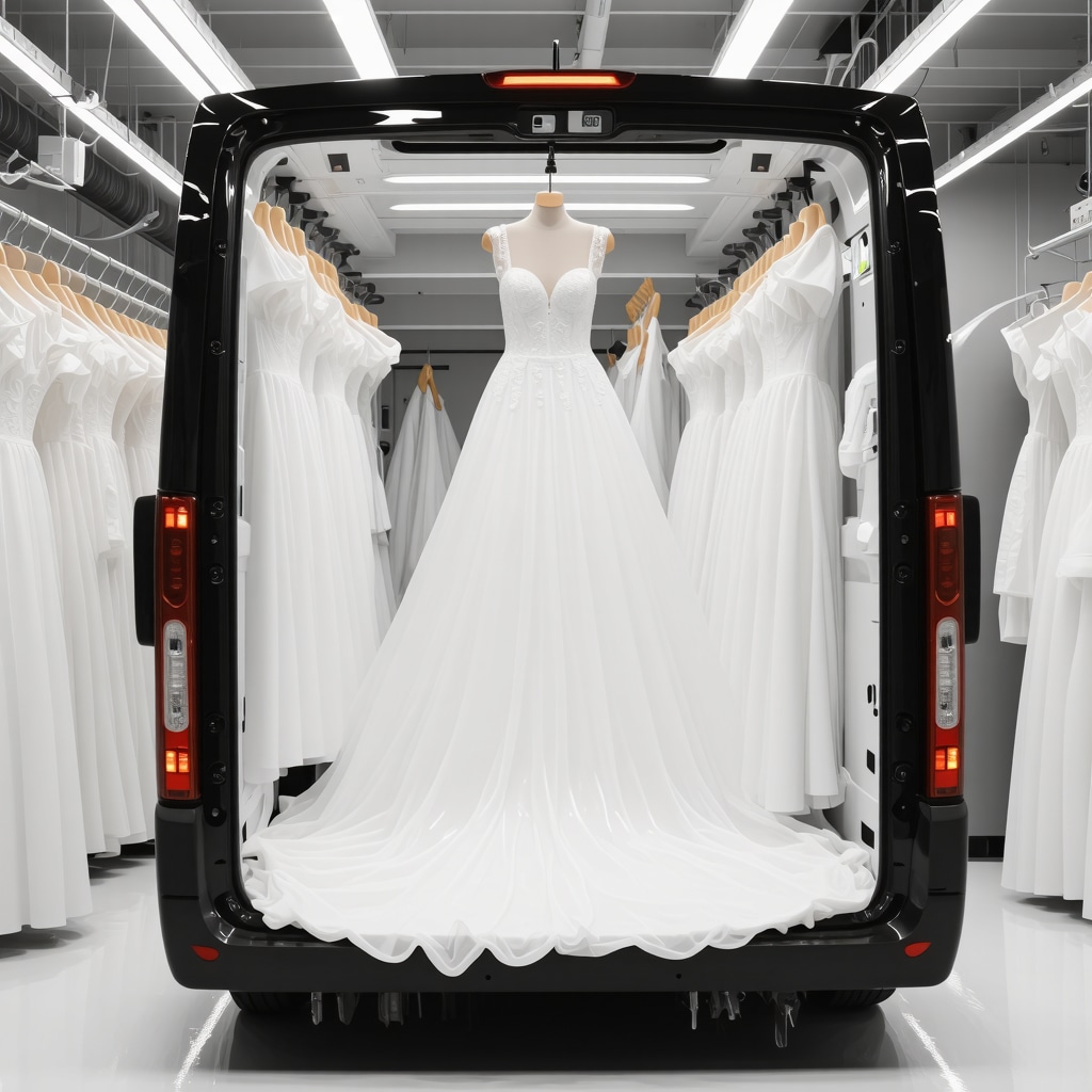 Advanced wedding dress cleaning facility with AI inspection and climate-controlled delivery van in Tampa