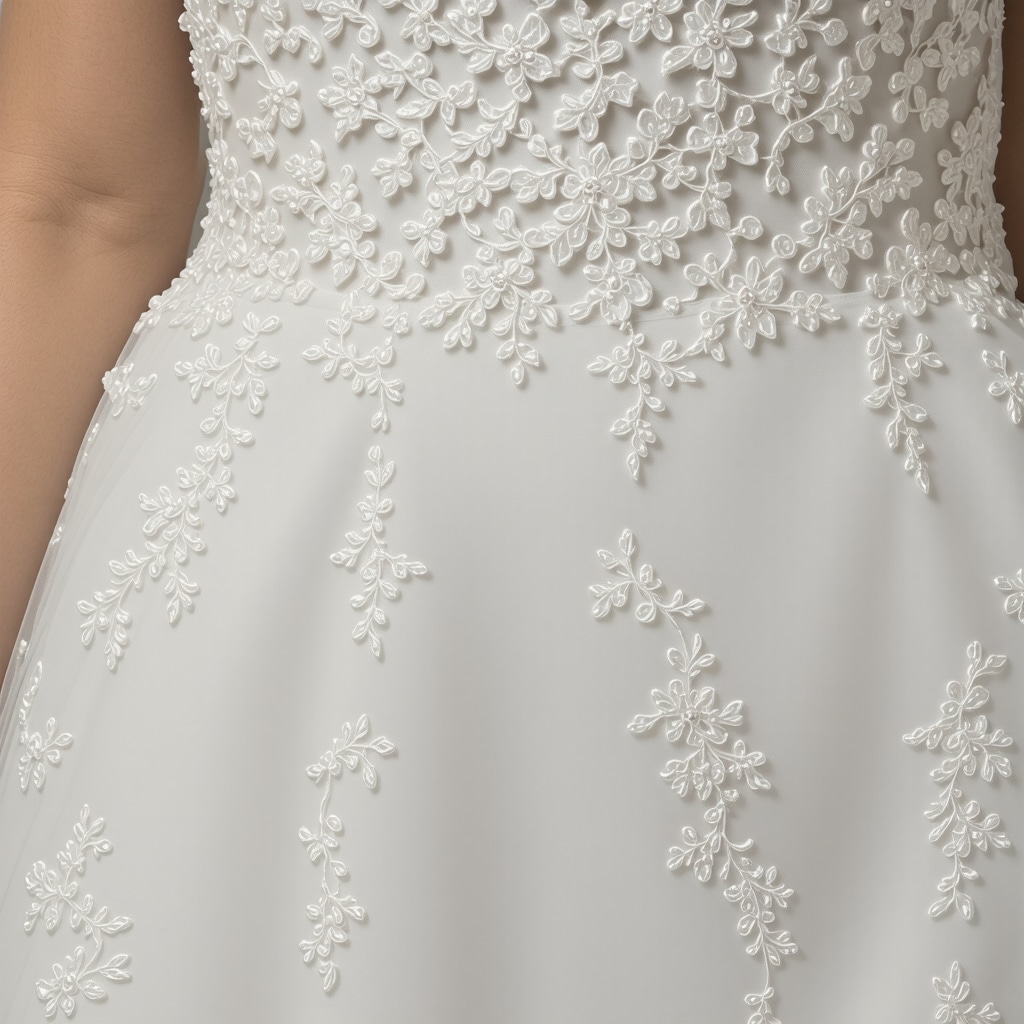 Microscopic view of wedding dress fibers being treated with nanozyme-based cleaning agents