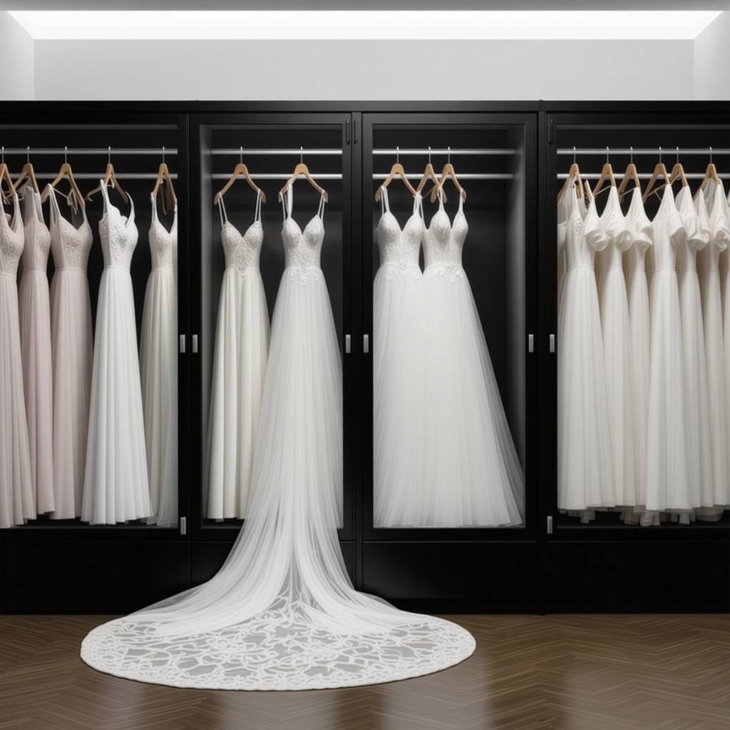 Bridal gown preservation room with IoT sensors, climate control, and antique wedding dresses in Tampa