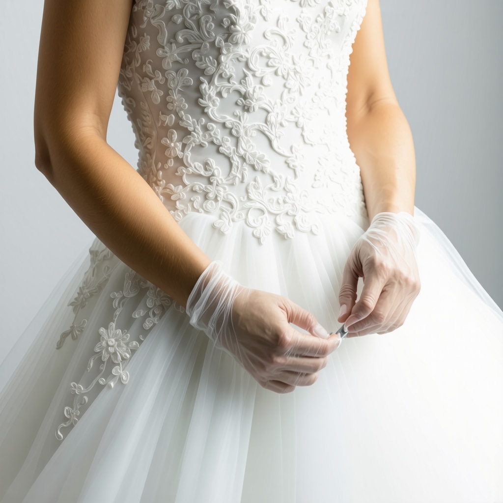 Wedding dress undergoing high-tech nanotechnology-based cleaning with ultrasonic spot treatment in Tampa