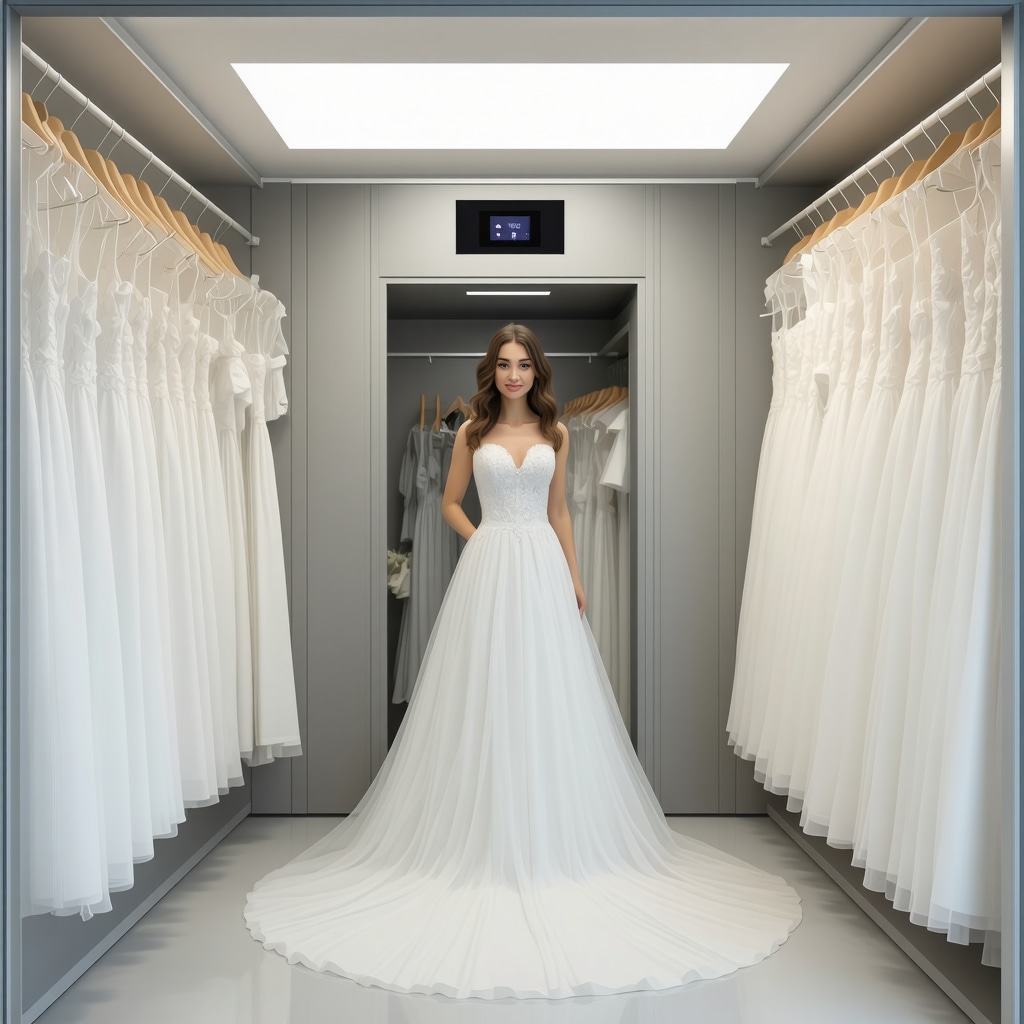 Climate-controlled archival storage unit with digital controls for preserving wedding gowns in humid Wiregrass Area, Florida