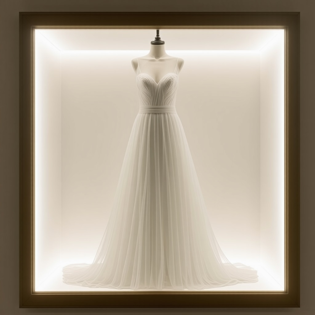 Microclimate-controlled storage box with IoT sensors preserving a silk wedding gown in Trinity FL