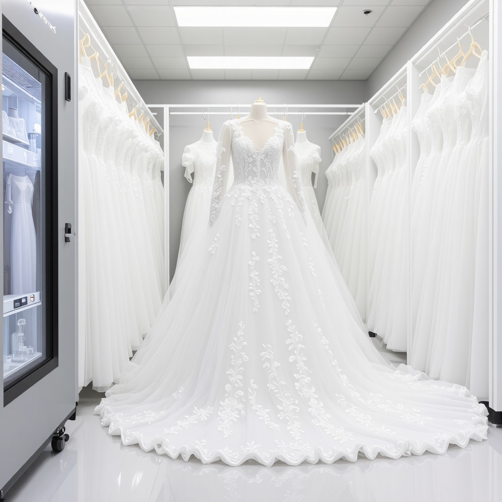 High-tech bridal gown cleaning lab with nanotechnology and spectroscopic devices in Tampa