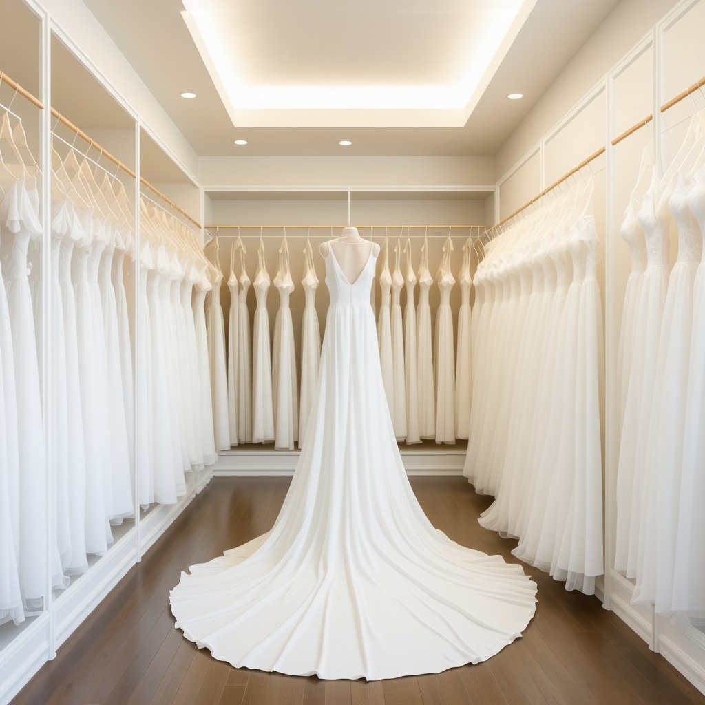 Climate-controlled room for preserving bridal gowns with archival storage and UV protection
