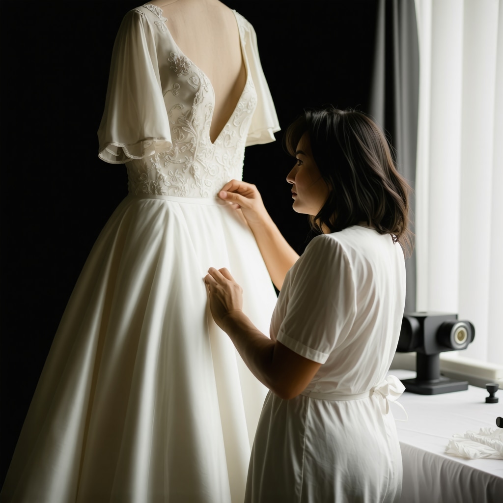 Tampa wedding dress restoration expert repairing vintage silk gown