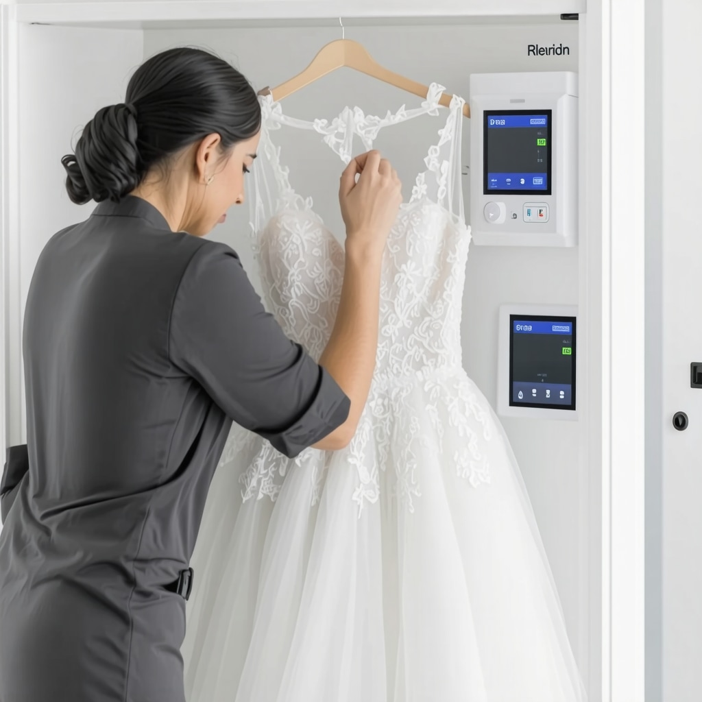 Tampa wedding dress specialist preserving delicate lace gown with acid-free tissue paper and climate-controlled box