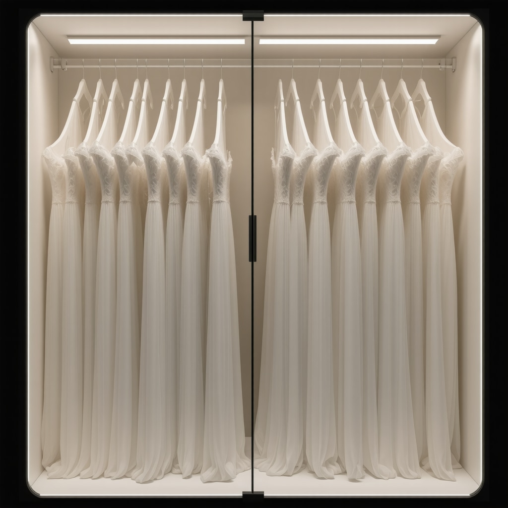 Smart bridal gown storage with IoT sensors and adaptive supports