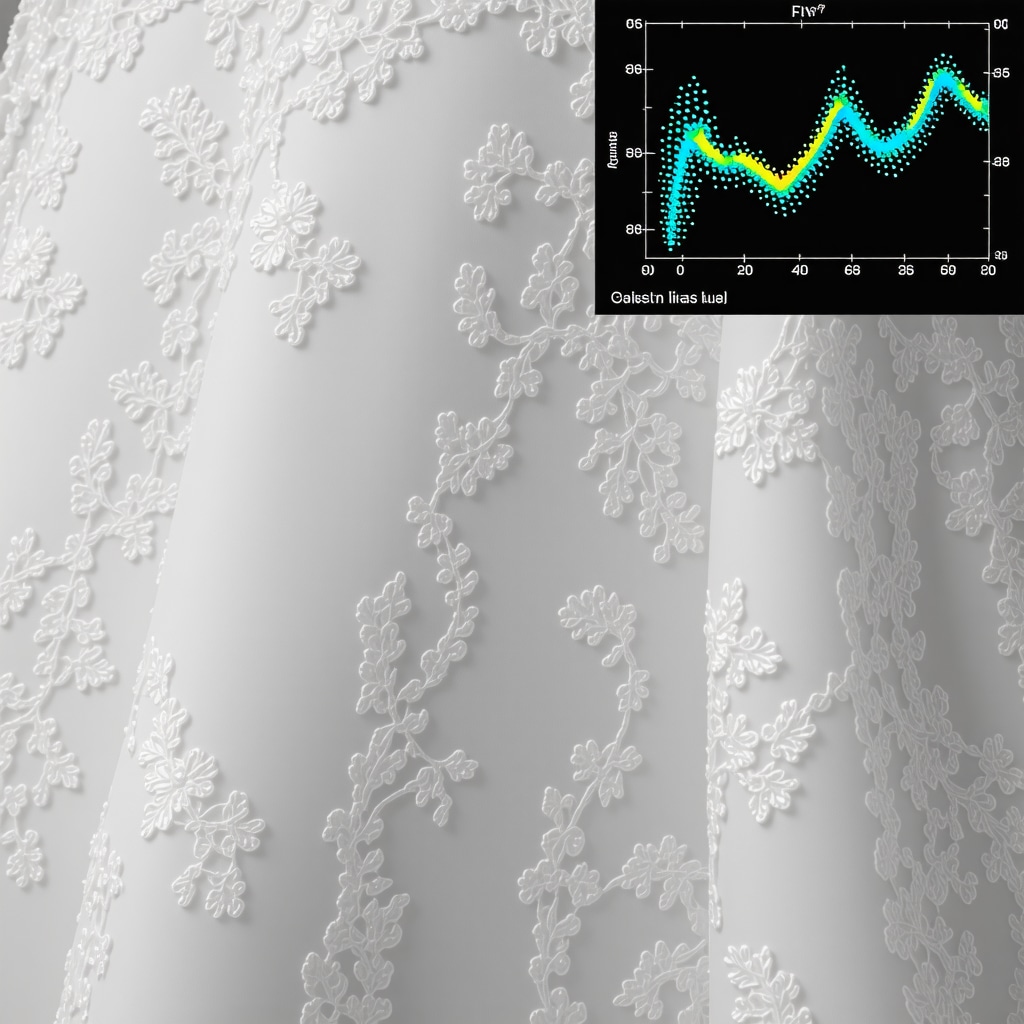 Microscopic fabric fibers with digital molecular spectra and AI interface overlay