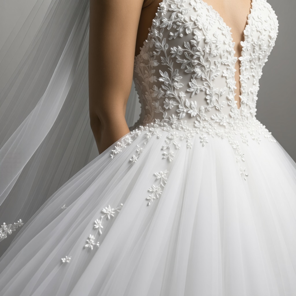Spectroscopic molecular analysis of bridal gown fabric with AI diagnostic graphics