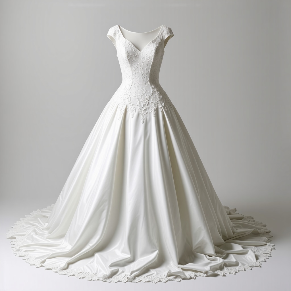 Multispectral imaging technology capturing detailed textures of a vintage wedding dress in a conservation laboratory