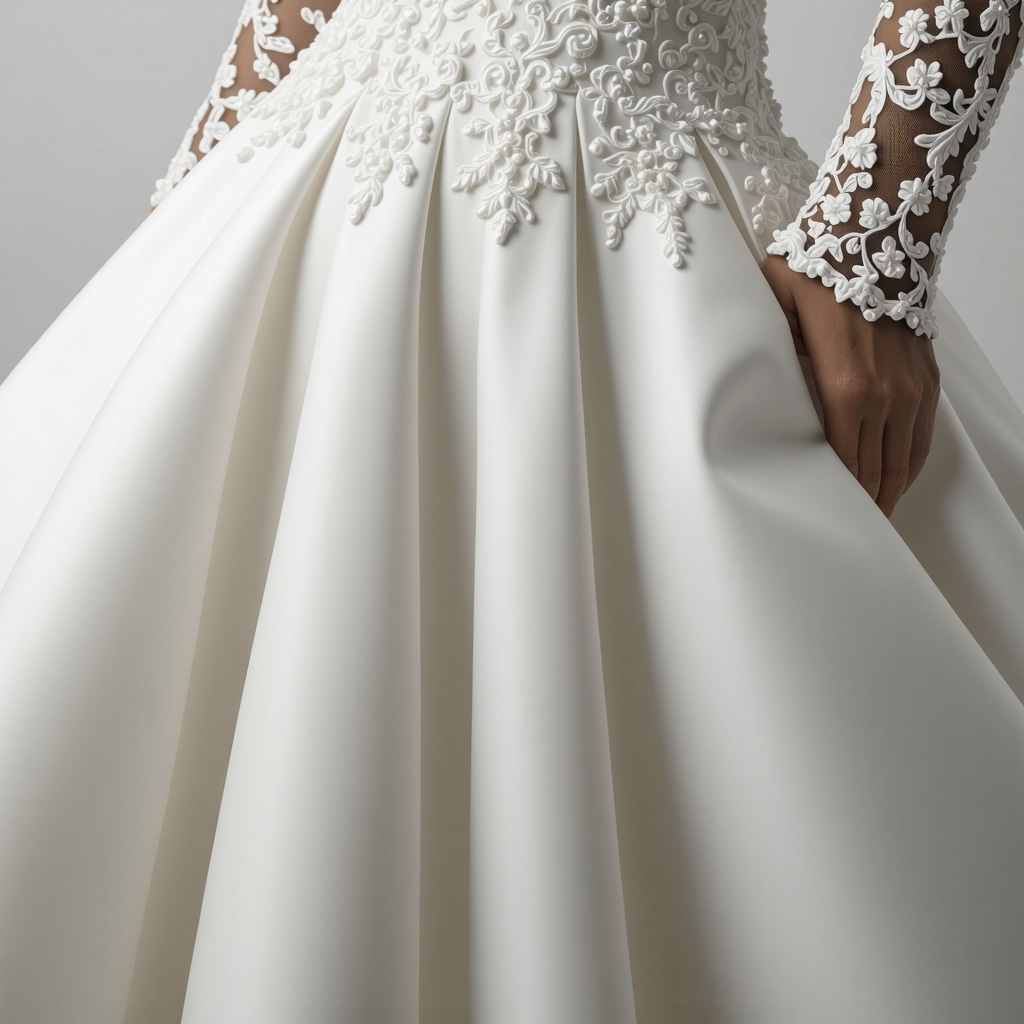 Wedding dress fabric being treated with nanotechnology for stain and UV protection in a lab