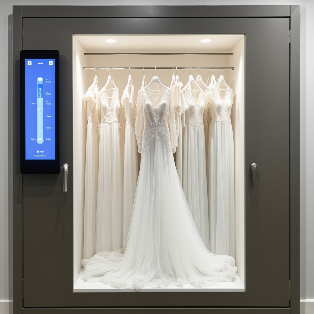 Smart storage unit with digital controls for wedding dress preservation in Tampa