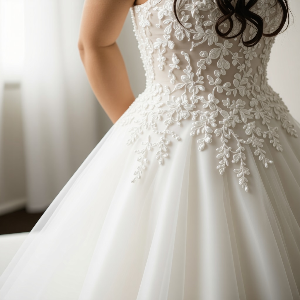 Wedding dress undergoing ultrasonic and enzymatic cleaning at Tampa professional cleaner