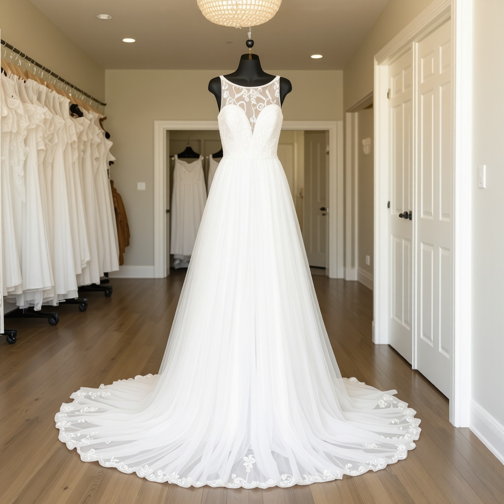 Wedding dress preservation setup with acid-free boxes and UV-protective wrapping in climate-controlled room