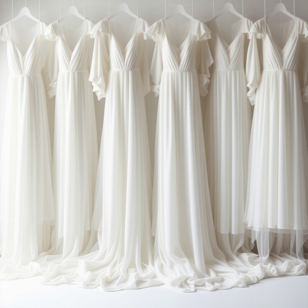 Laboratory applying AI and biodegradable nanocoatings on tulle and satin wedding gowns
