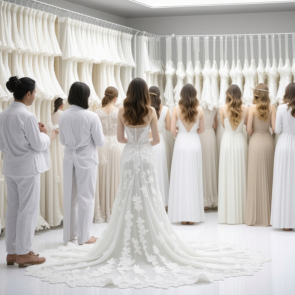 Experts using hyperspectral imaging and SEM to analyze delicate couture bridal gown fabrics in a laboratory environment