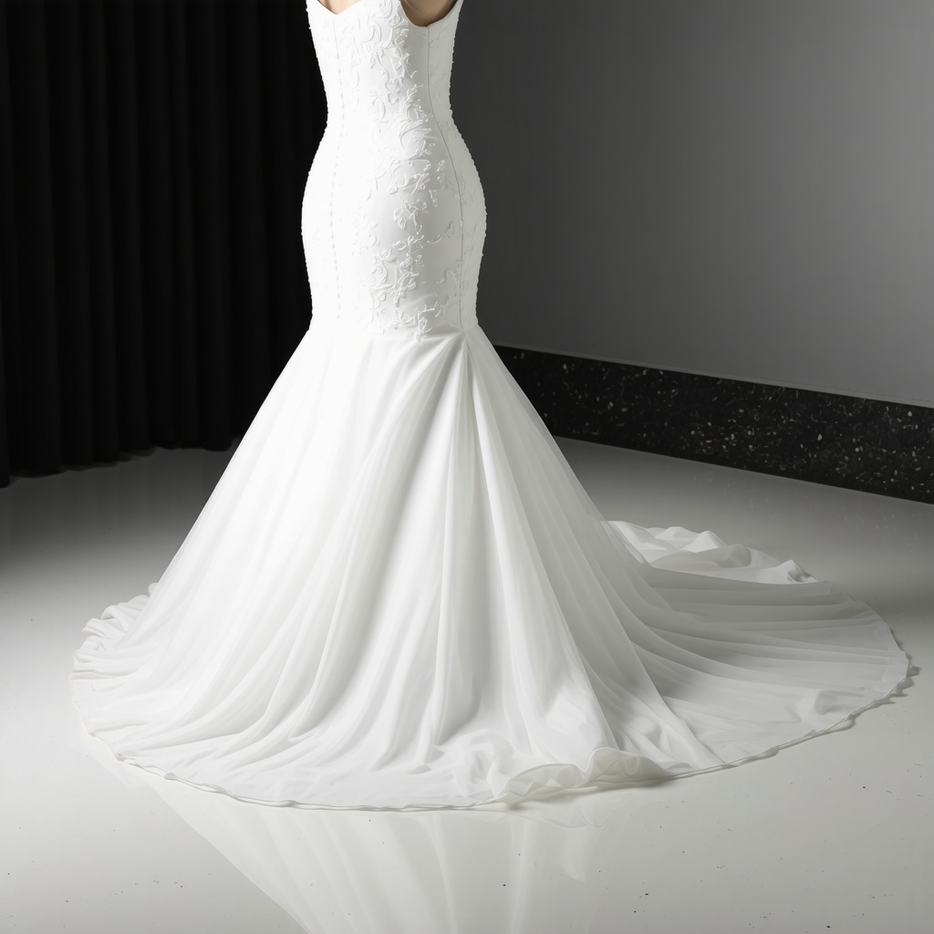 Wedding dress being cleaned with ultrasonic device in Tampa studio