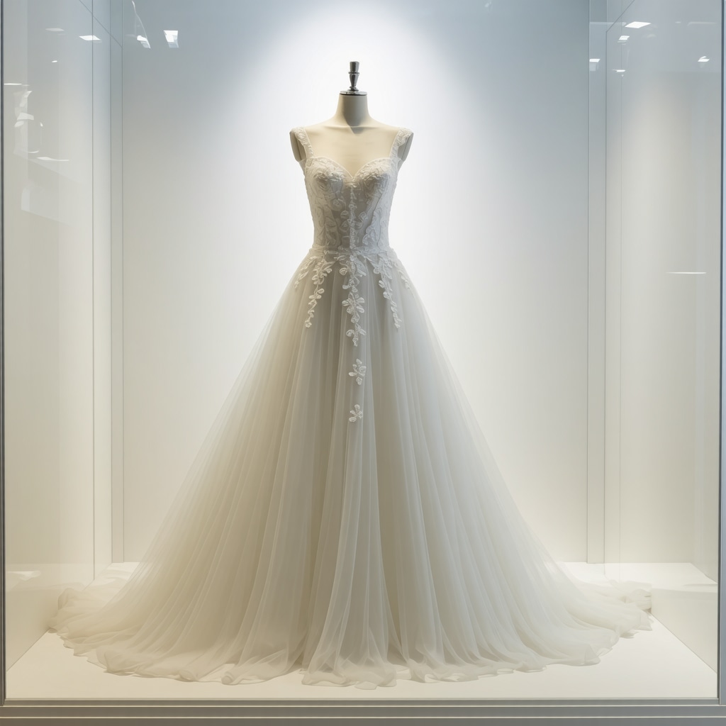 Wedding gown inside a high-tech preservation box with climate control and sensors
