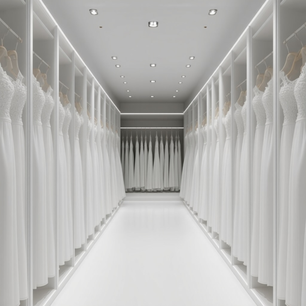 Modern bridal gown storage with climate control and IoT sensors in Tampa boutique