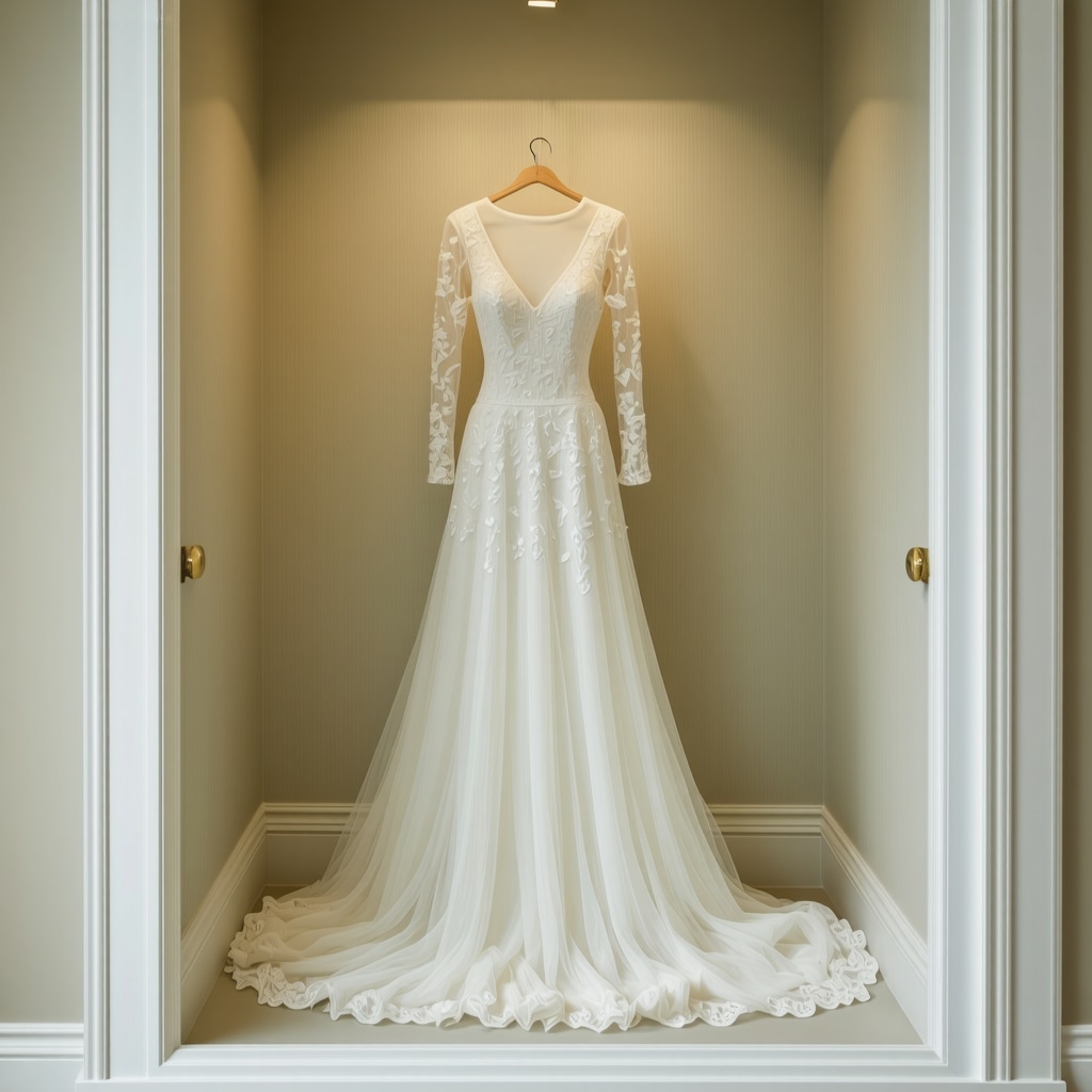 Vintage wedding gown stored in eco-friendly preservation box