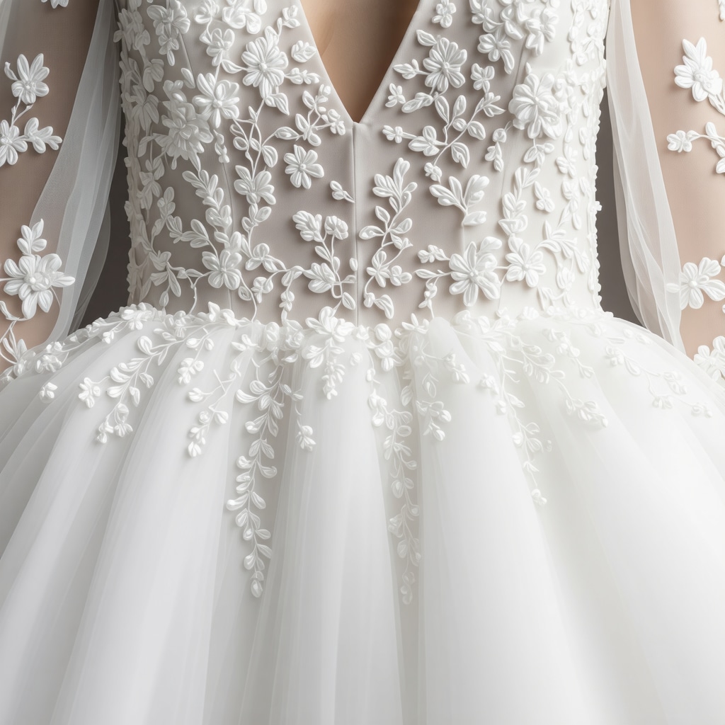Close-up of wedding gown being preserved with ozone treatment and eco-friendly packaging