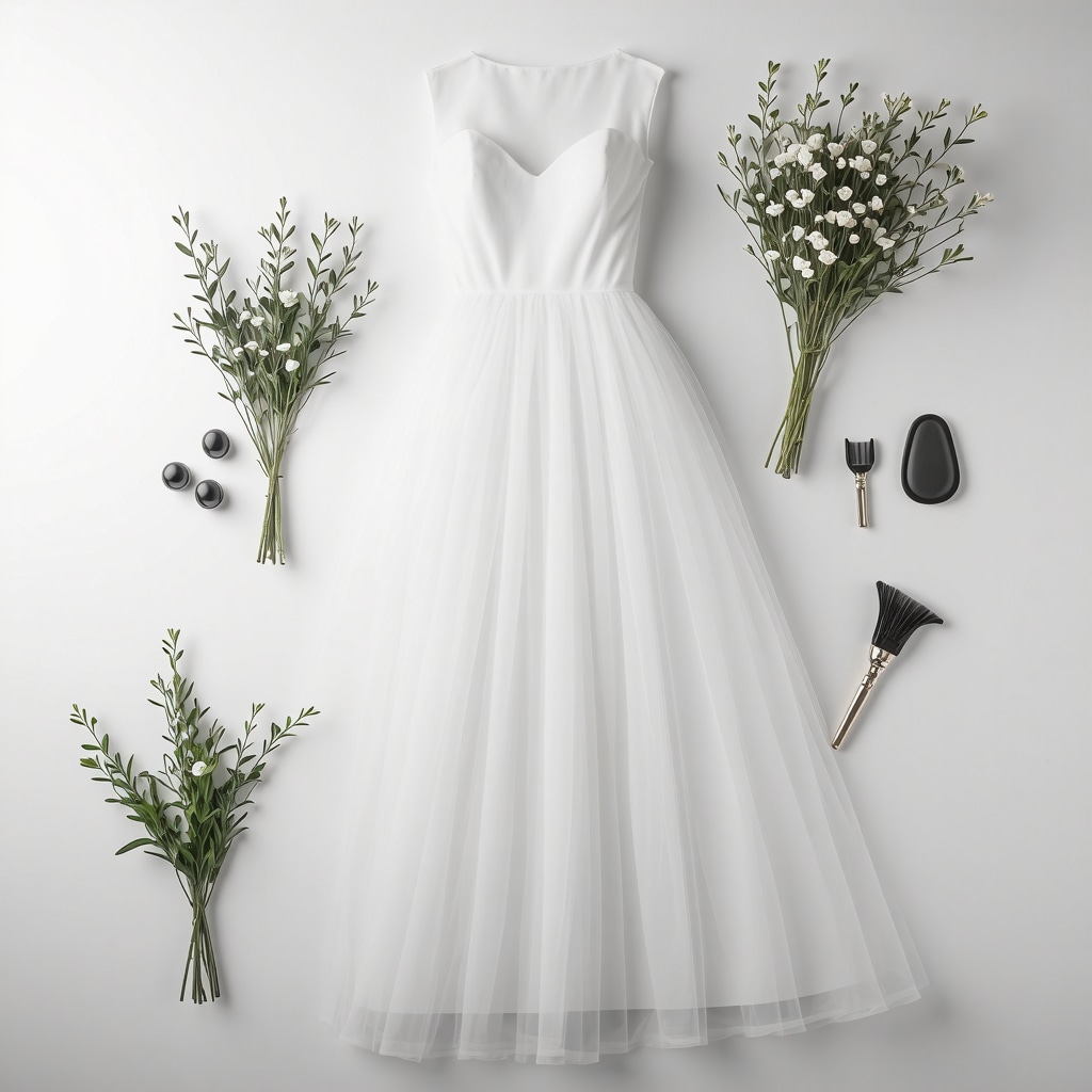 Bride's wedding gown surrounded by natural preservation materials in Tampa