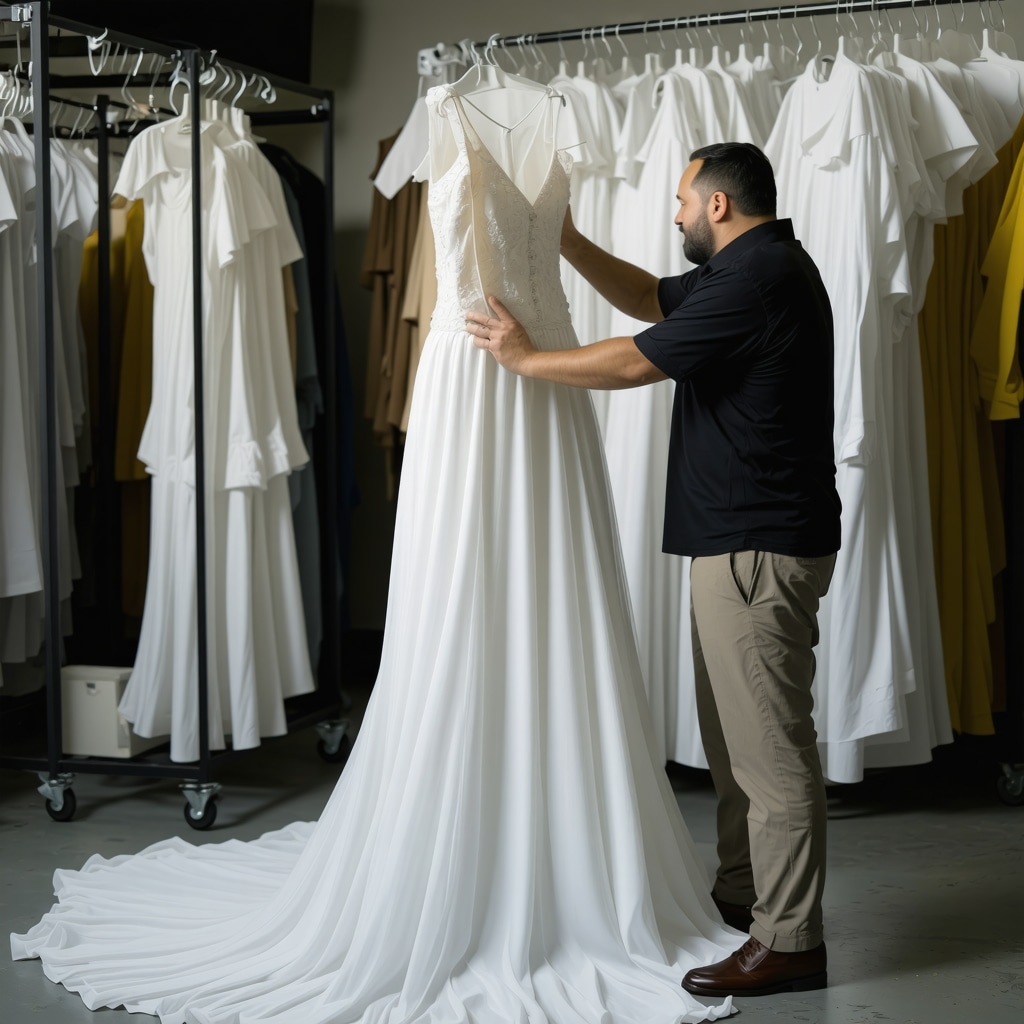 Preservation expert with gown in climate-controlled environment