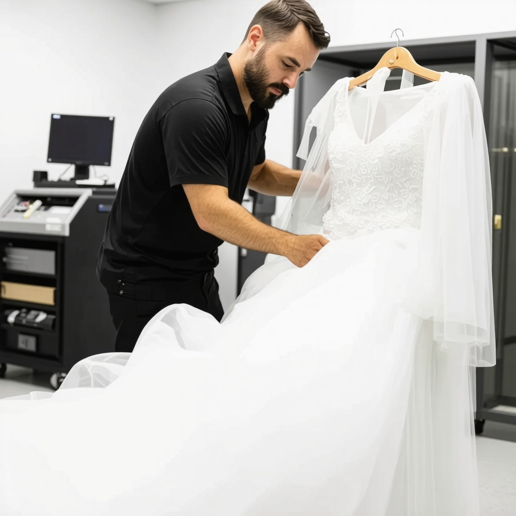 Preservation specialist with gown in climate-controlled environment