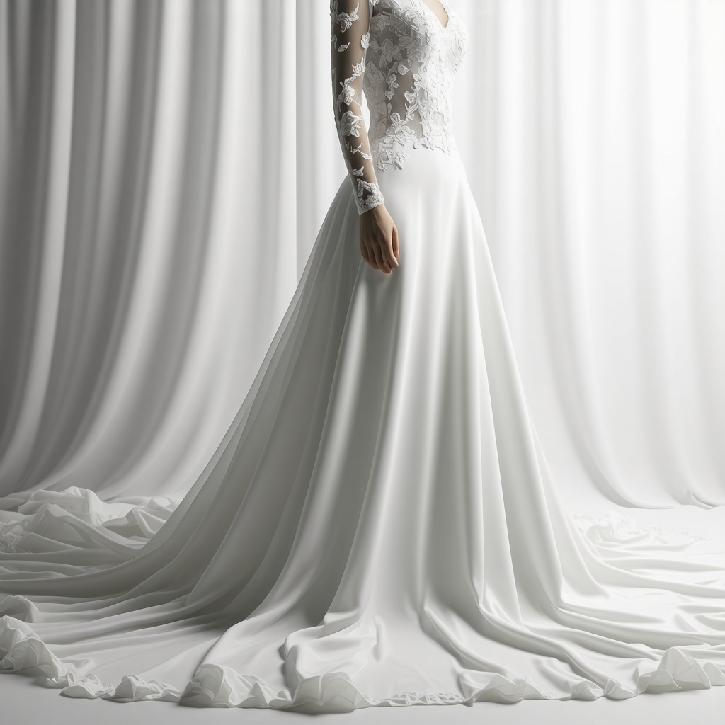 Close-up of laser cleaning process on wedding fabric with eco-friendly equipment