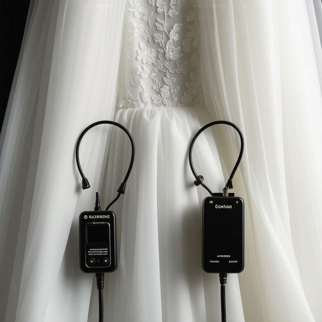 Vintage wedding gown fabric with preservation tools and climate control system