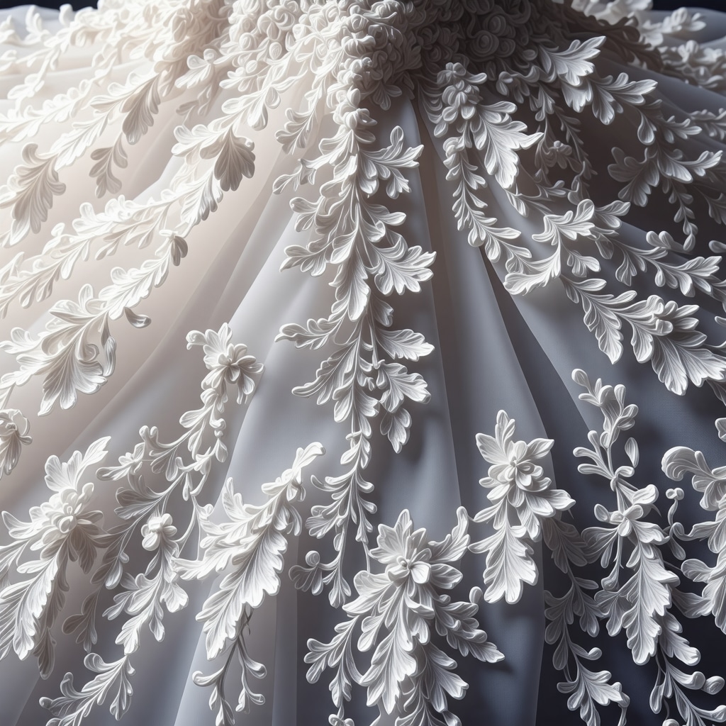 Microscopic image showing nanocoating bonded with wedding gown silk fiber