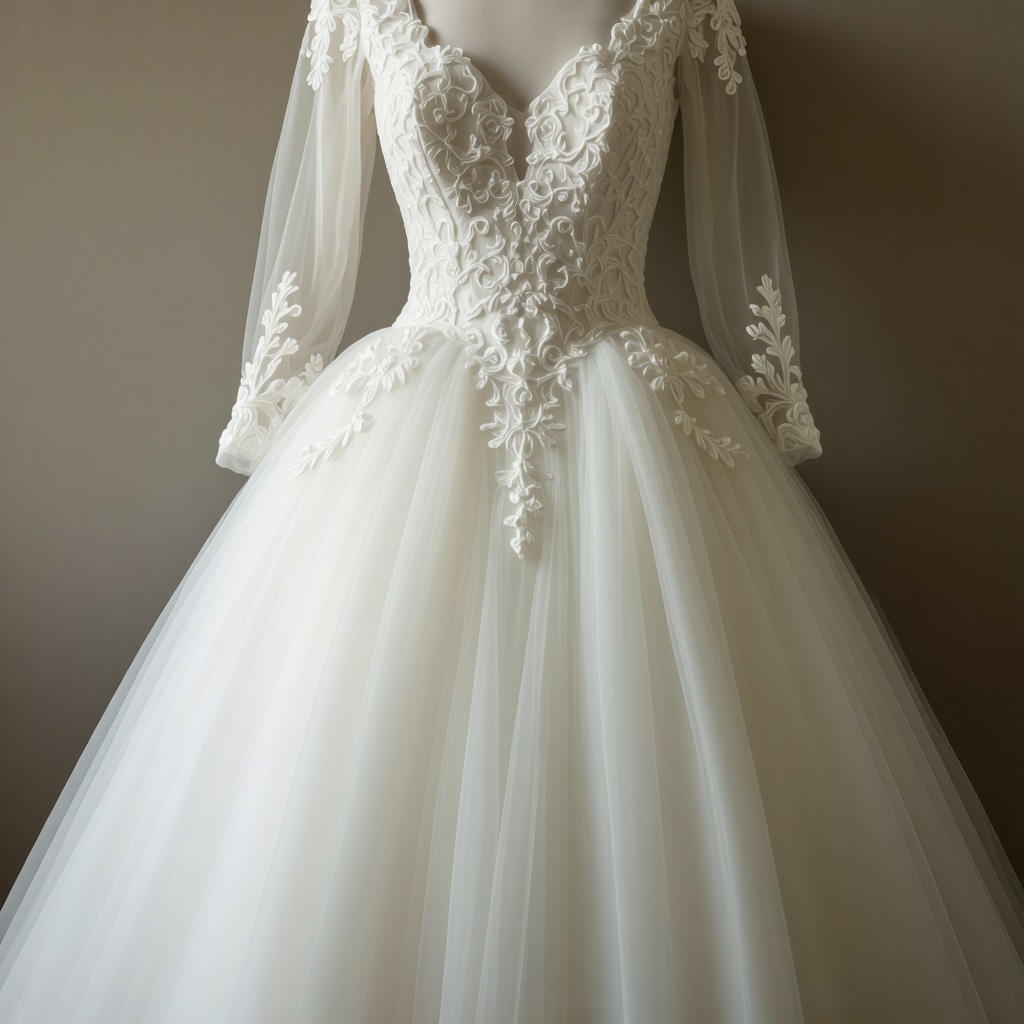 Vintage wedding dress stored in archival preservation box with expert care