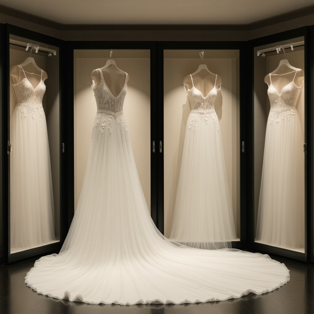 Wedding gown stored in climate-controlled environment with archival materials in Tampa