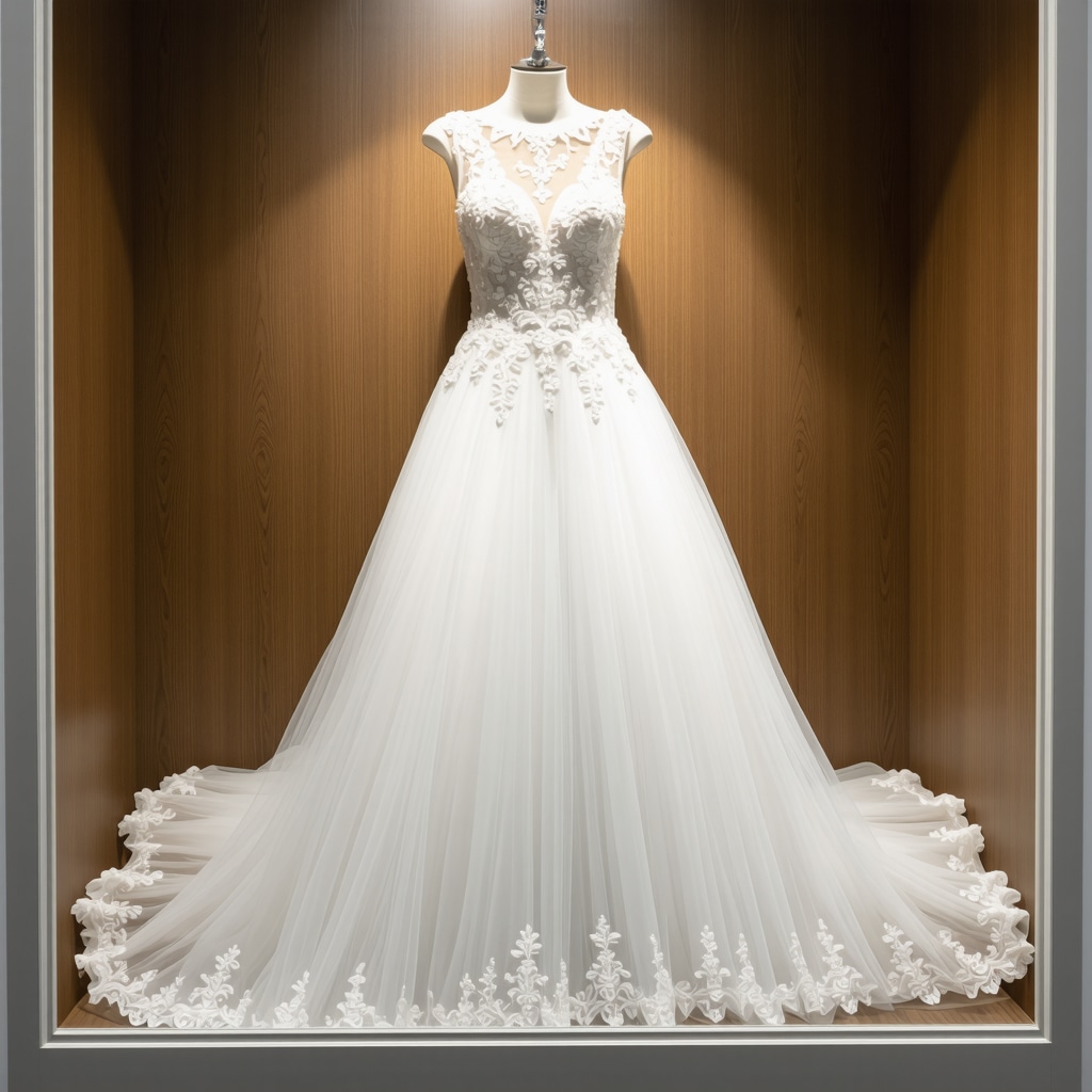 Vintage wedding gown stored in a preservation box in Tampa, Florida.