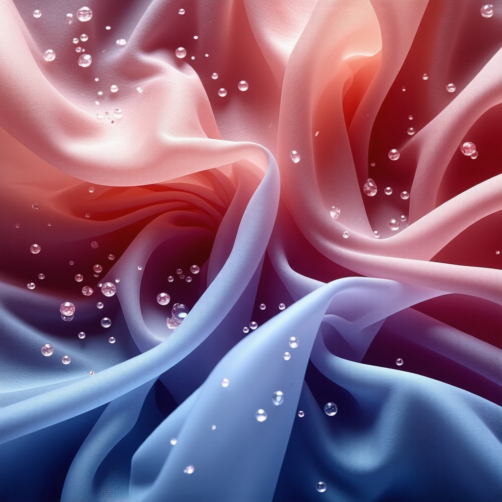 Close-up of nanotechnology coating applied to wedding dress fabric showing microscopic barriers
