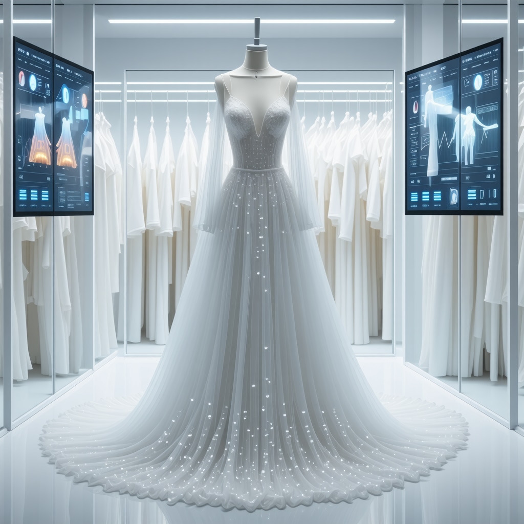 Nanotechnology and AI-enhanced wedding dress preservation lab with digital monitoring