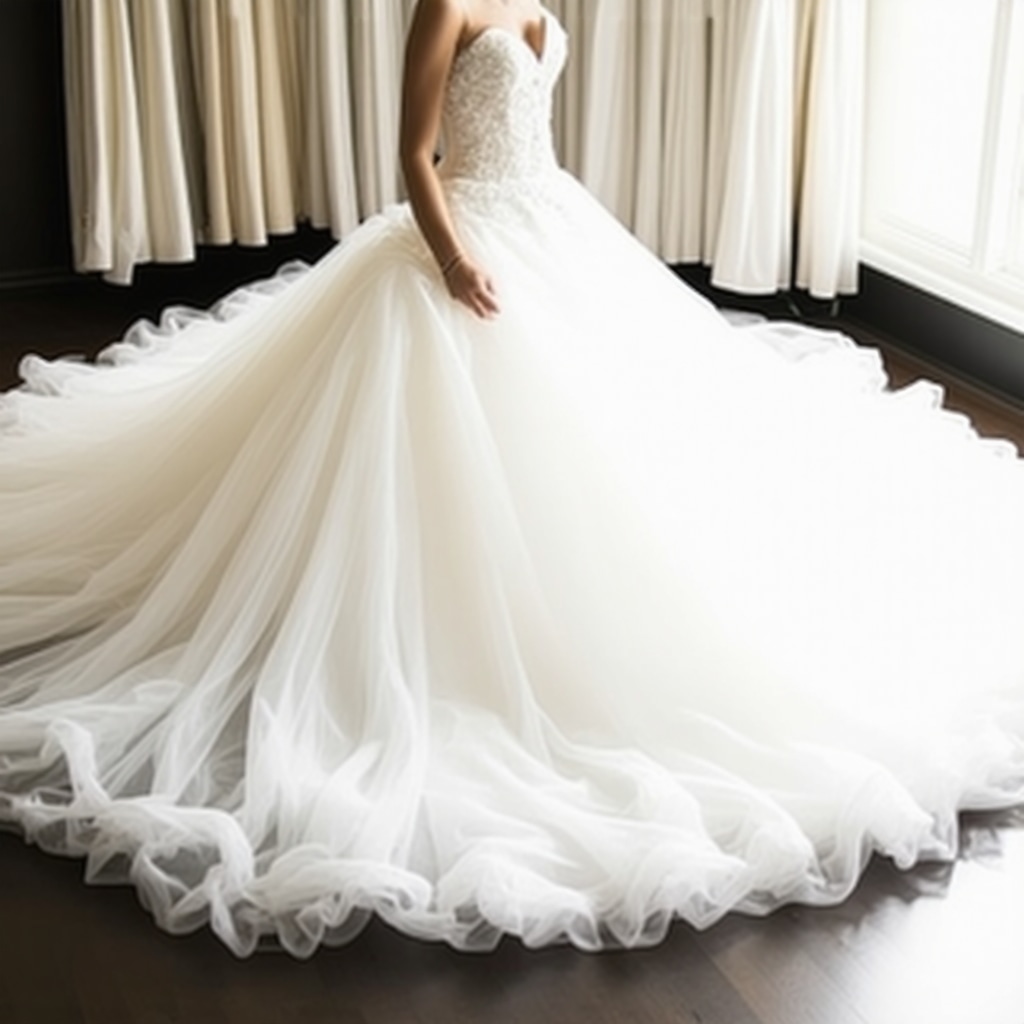 Bridal gown being professionally cleaned in Tampa