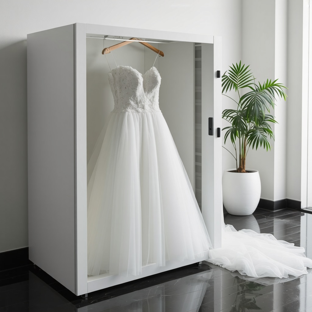Smart wedding dress preservation box with sensors monitoring humidity and temperature via smartphone app in Tampa