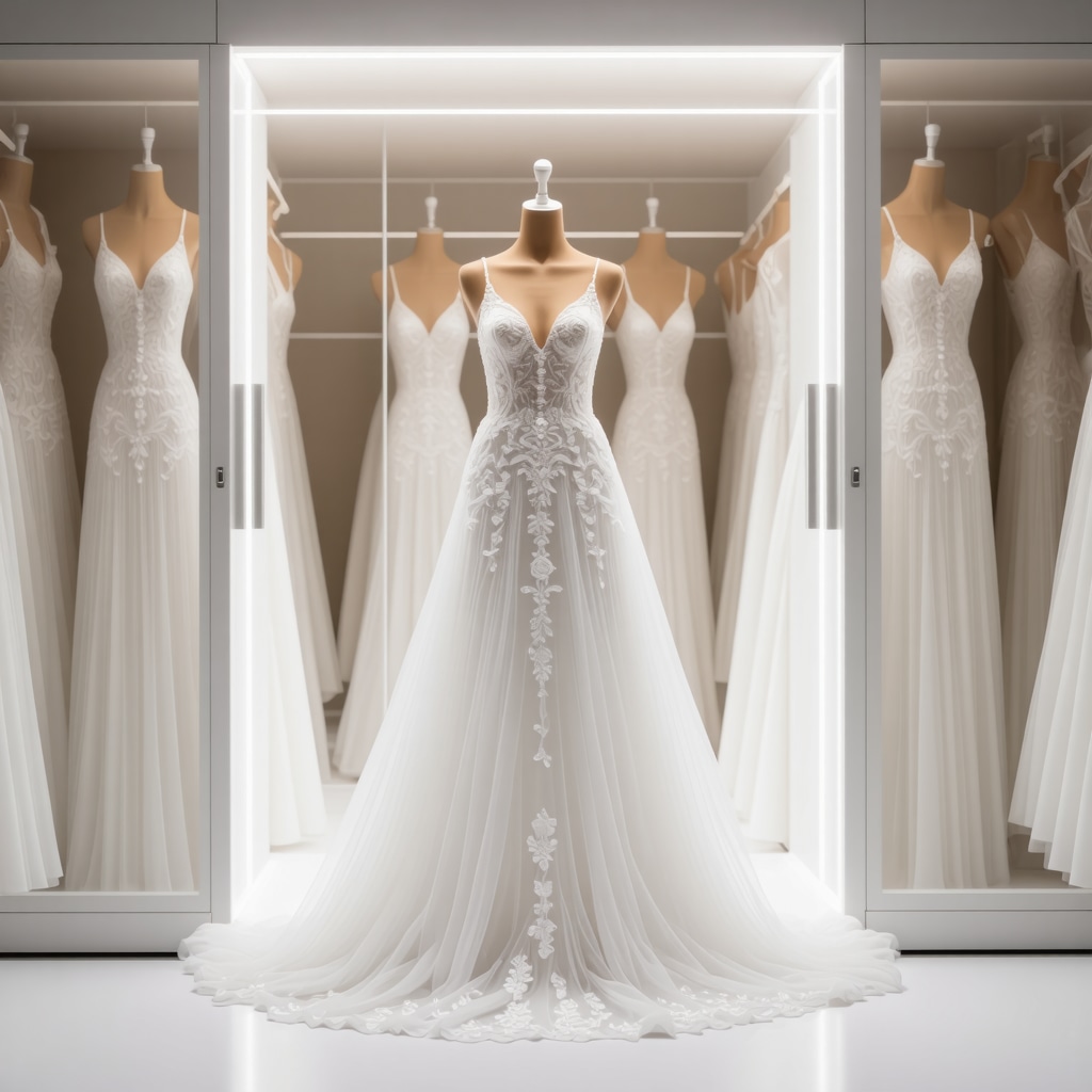 Modern wedding gown storage with sensors and climate control