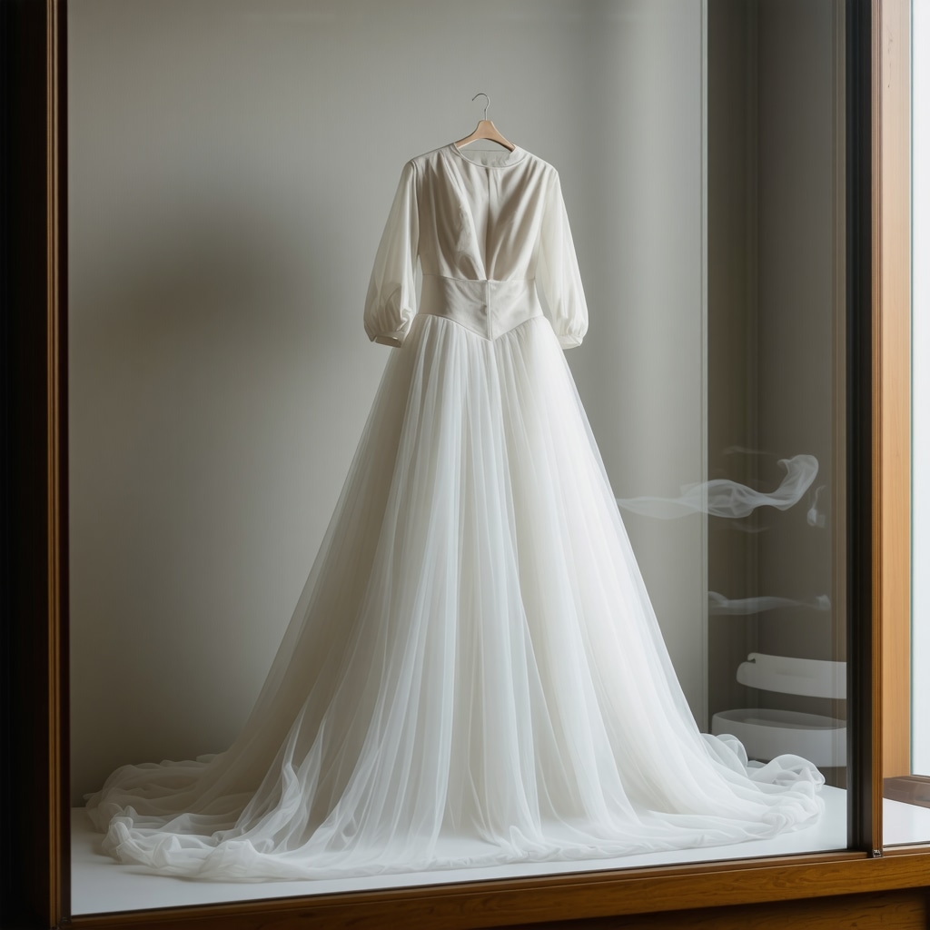 Vintage wedding gown stored in preservation box with expert care