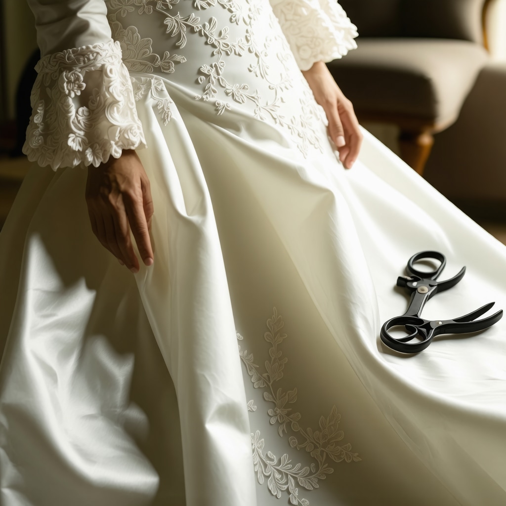 Close-up of delicate vintage wedding gown fabrics and preservation techniques in Tampa