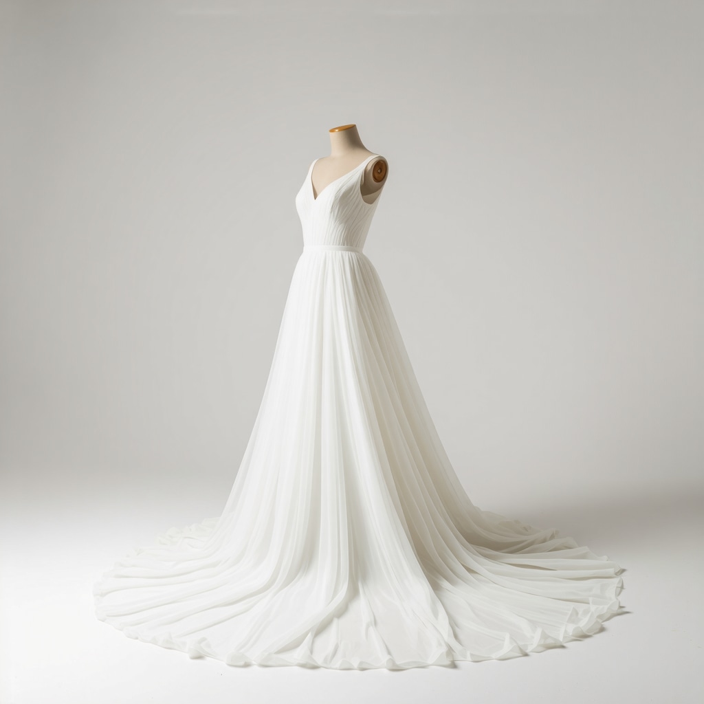 Vintage wedding dress stored carefully with acid-free tissue in a controlled environment