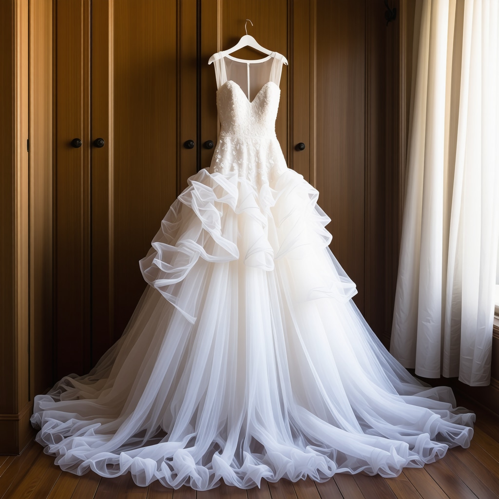 Vintage wedding gown stored properly in a climate-controlled environment in Tampa