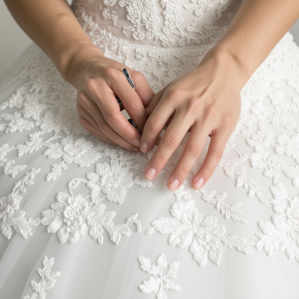 Expert restoring vintage wedding gown with delicate lace cleaning in Tampa lab