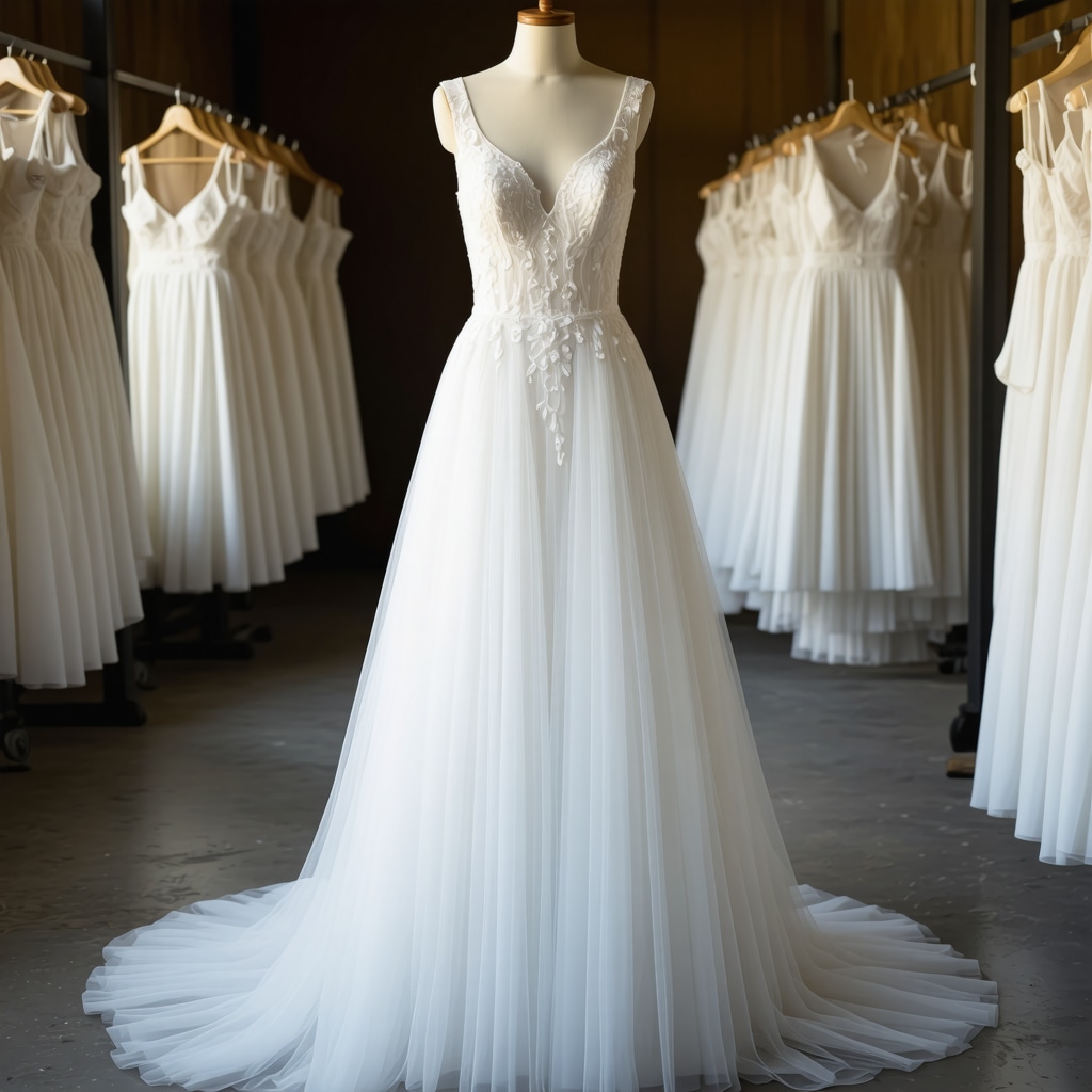 Vintage wedding gown stored in climate-controlled environment for preservation in Tampa