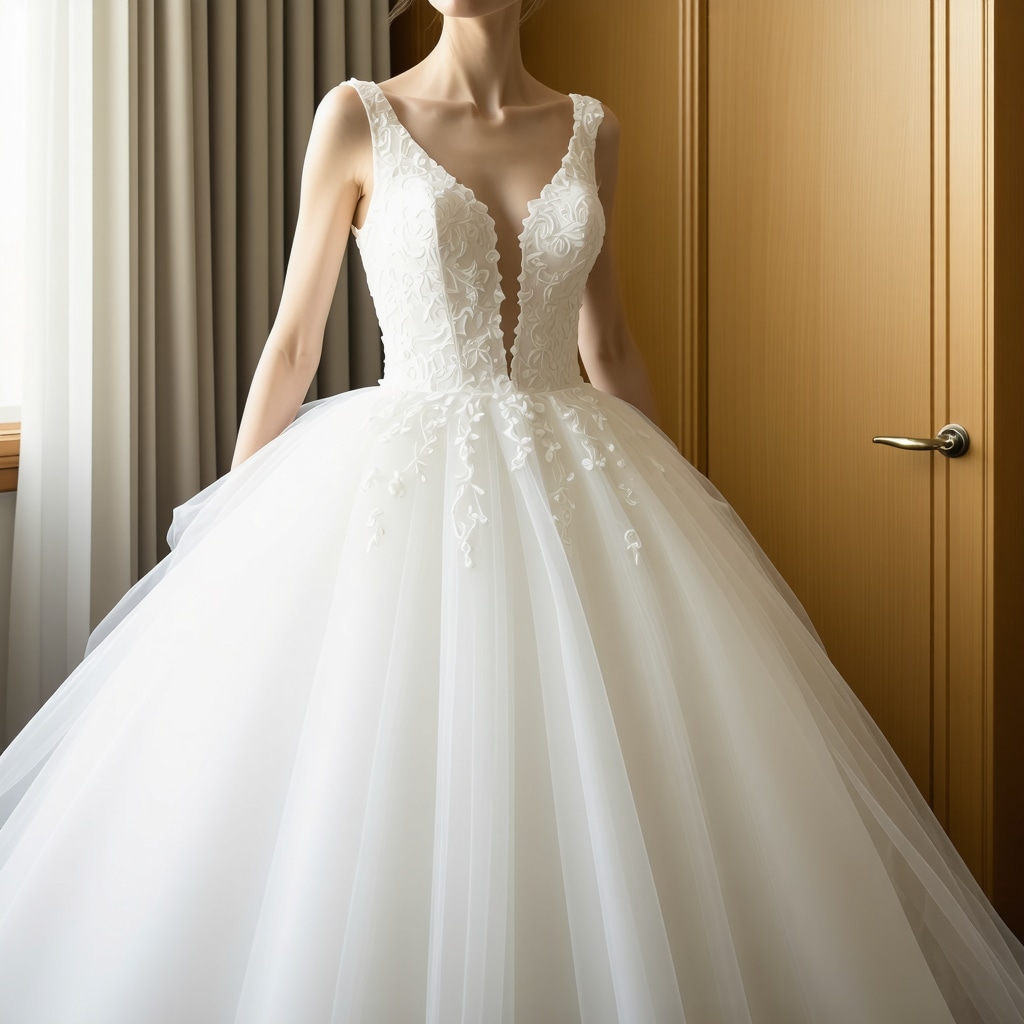 Vintage wedding dress stored in preservation box, expert care