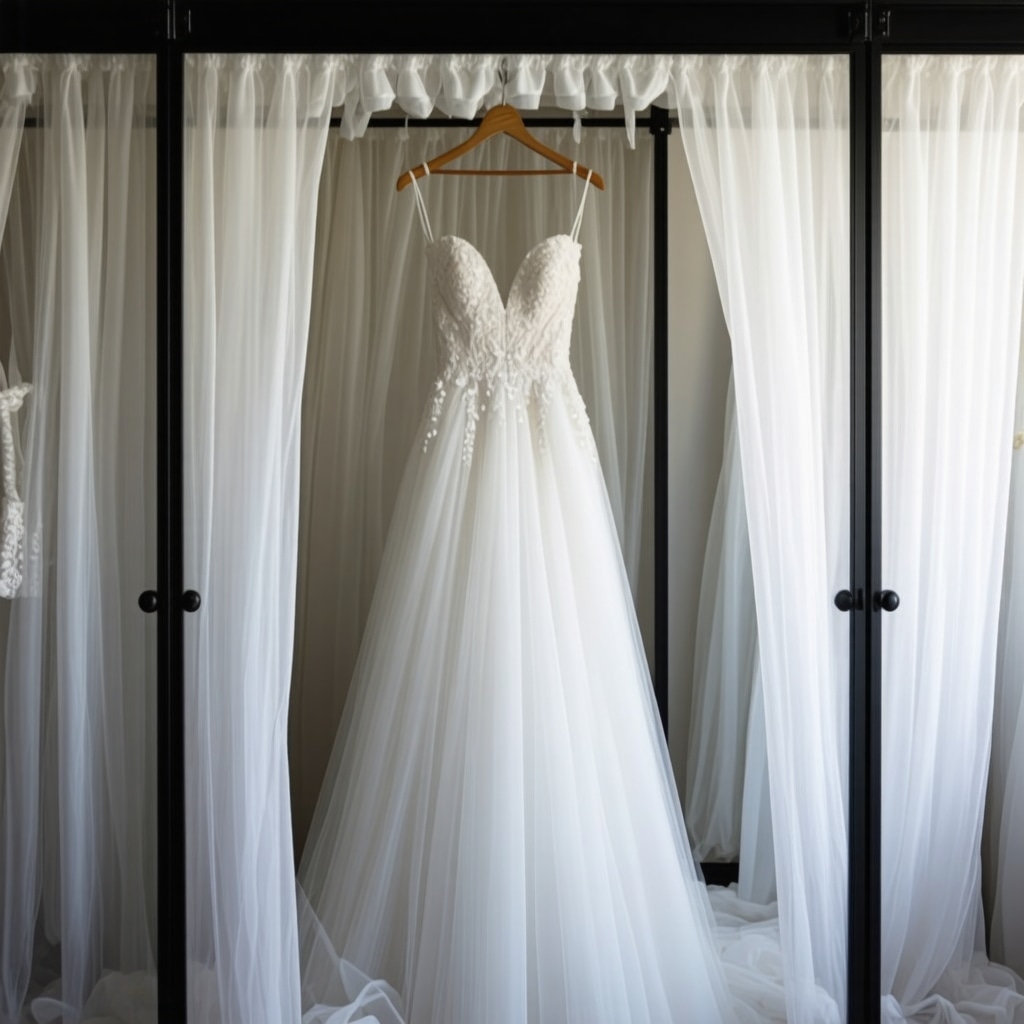Bride's wedding gown stored carefully in a preservation box with archival tissue in Tampa